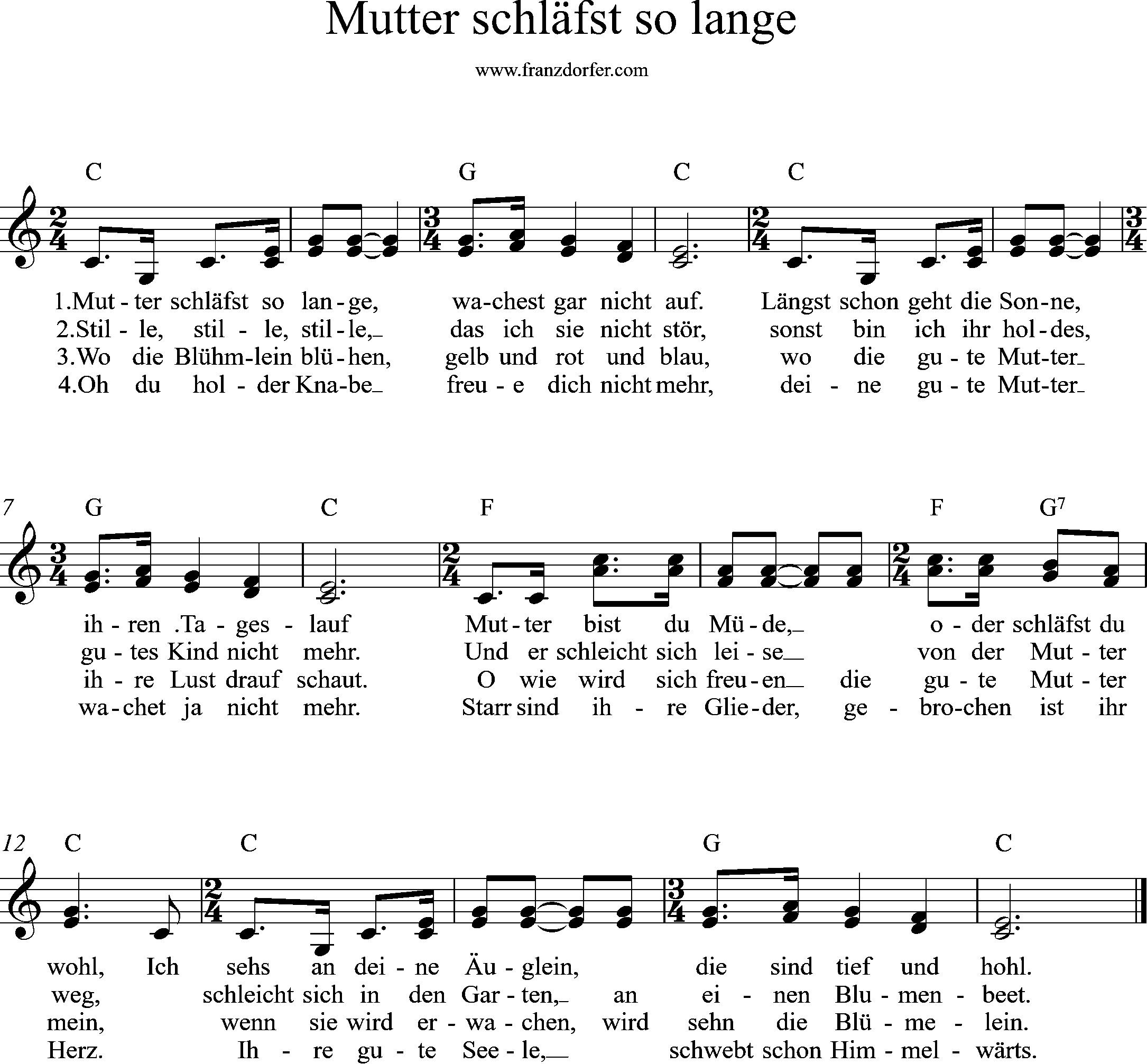 Noten,- Mutter bist du müde